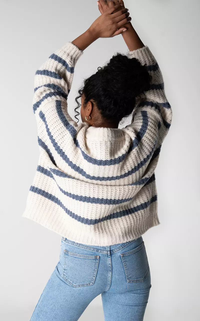 Oversized chunky knit sweater White Blue