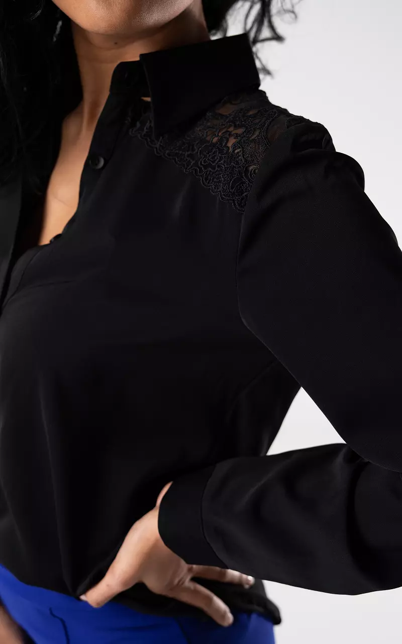 Basic blouse with lace details Black