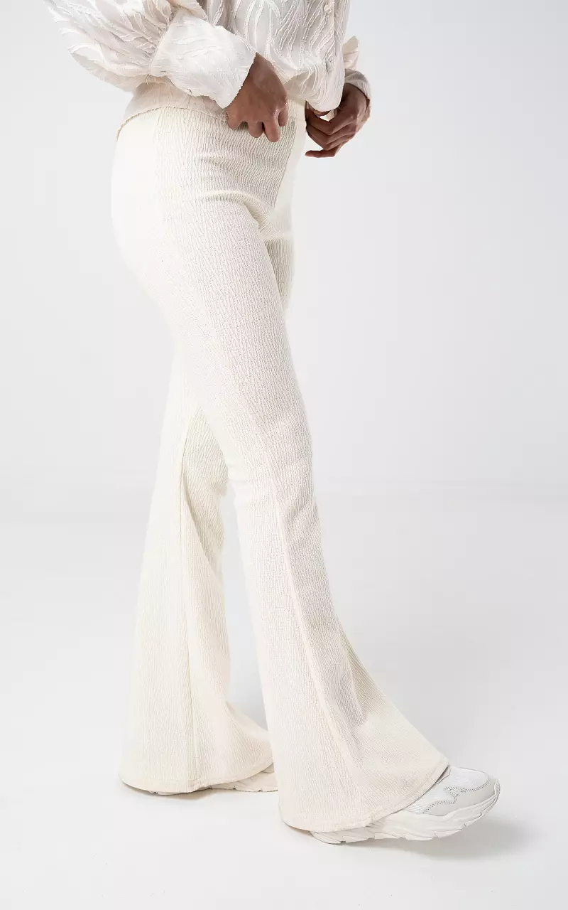 Flared pants with print detail Cream