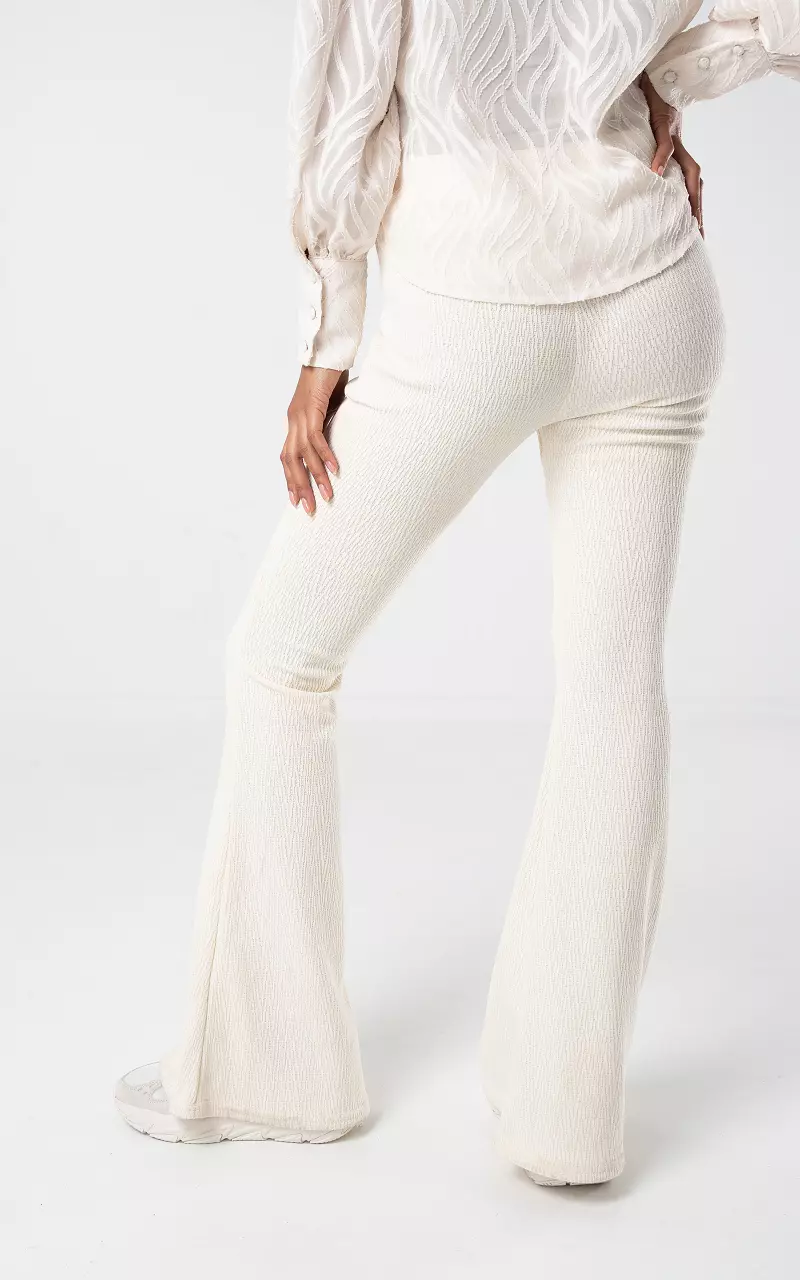 Flared pants with print detail Cream