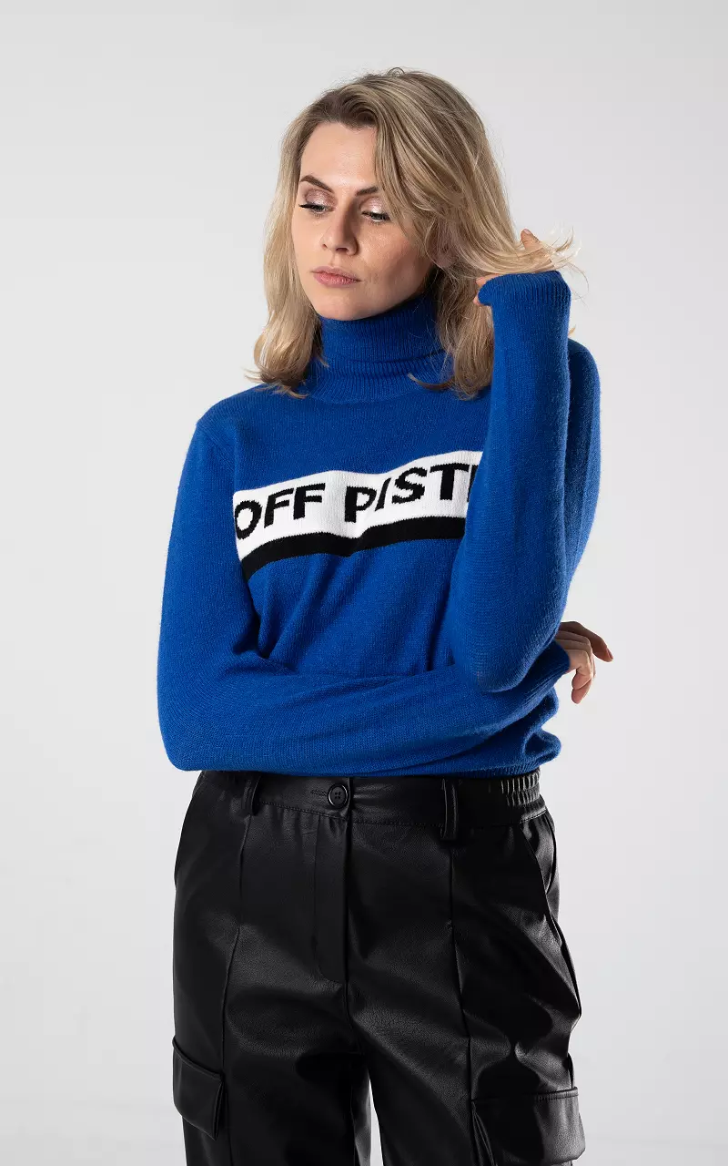 Pullover mit Text OFF PISTE  Kobaltblau Weiß
