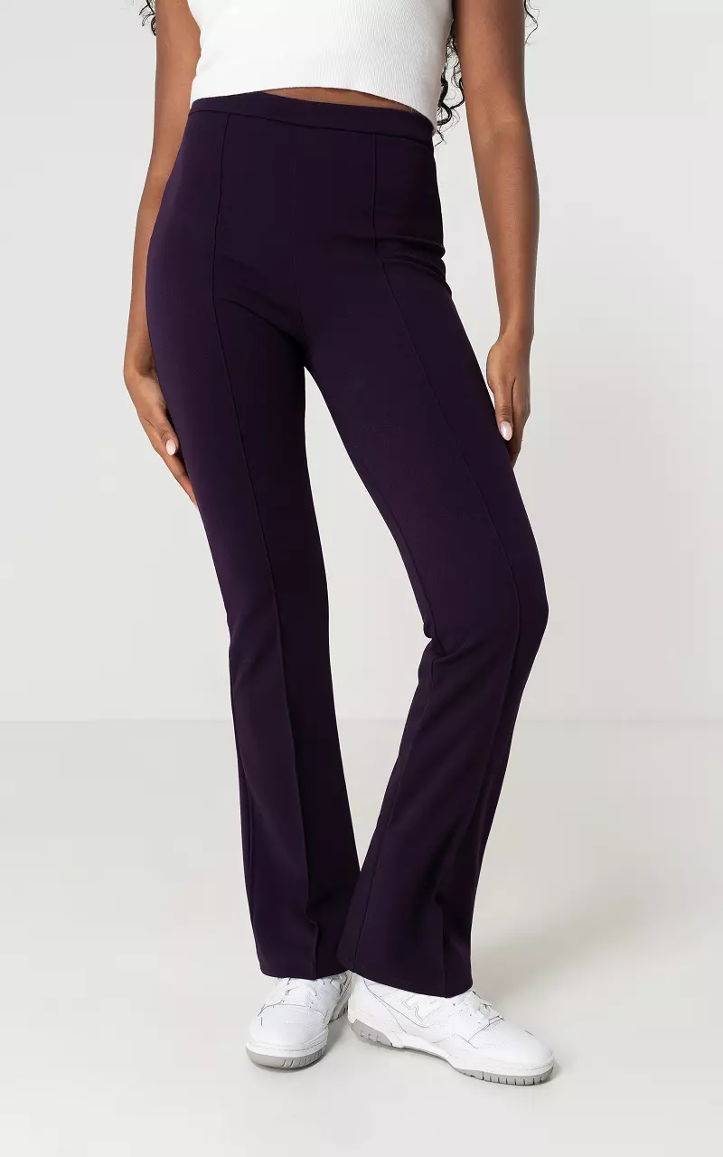 High-waist, flared trousers Dark-Purple