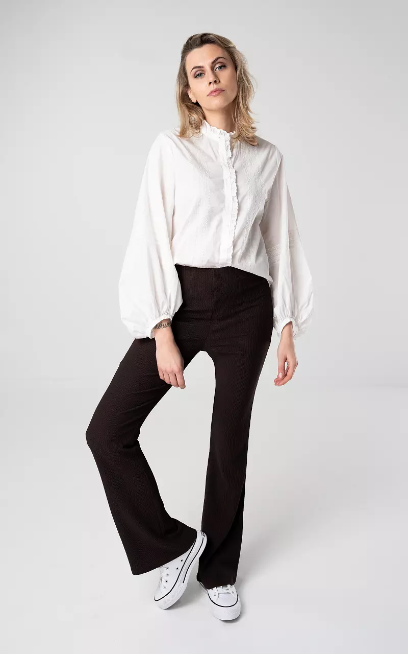 Flared pants with elastic band Dark Brown