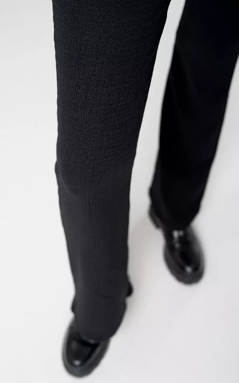 Flared broek met elastieken band Zwart