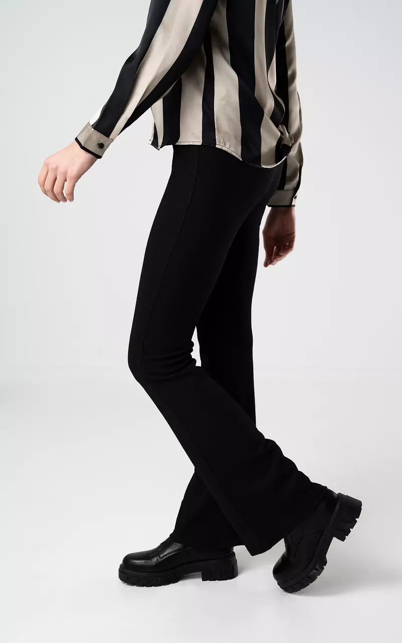 Flared pants with elastic band Black