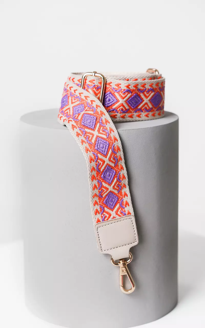 Adjustable bag strap with gold-coloured details Beige Orange
