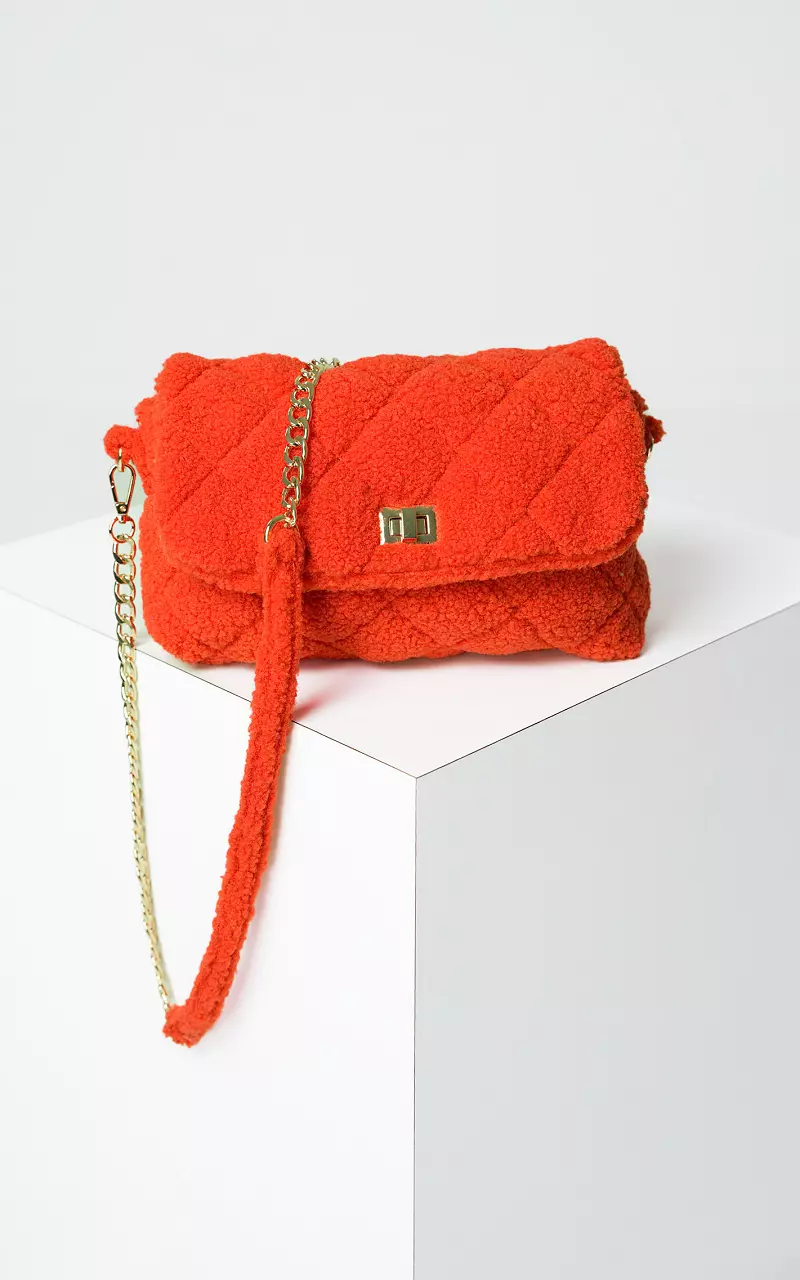 Teddy bag with gold-coloured handle Orange
