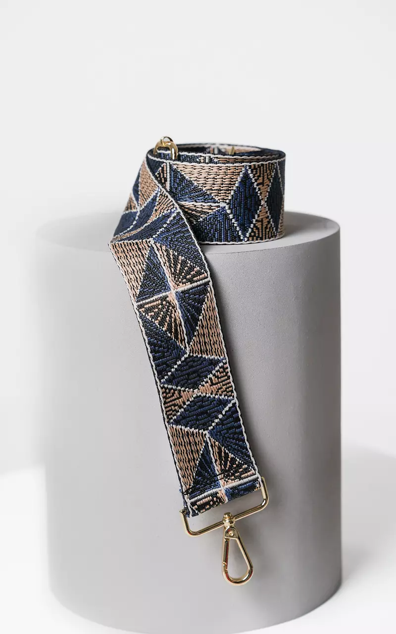 Adjustable bag strap with pattern Blue Light Brown
