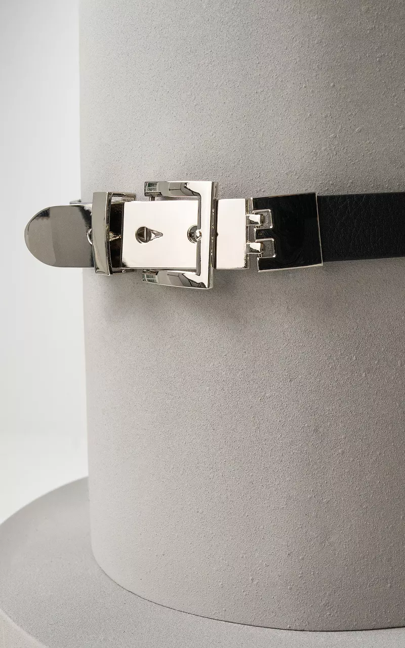 Belt with square clasp Black Silver
