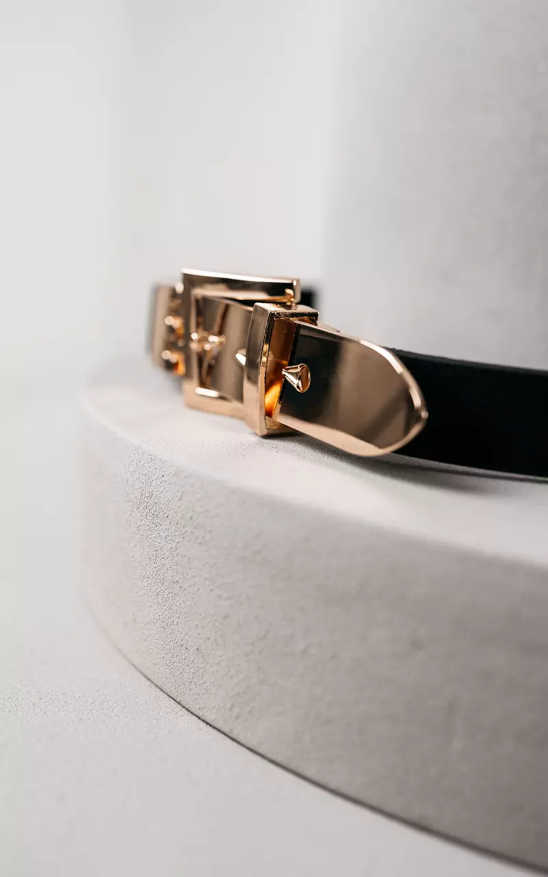 Belt with square clasp Black Gold