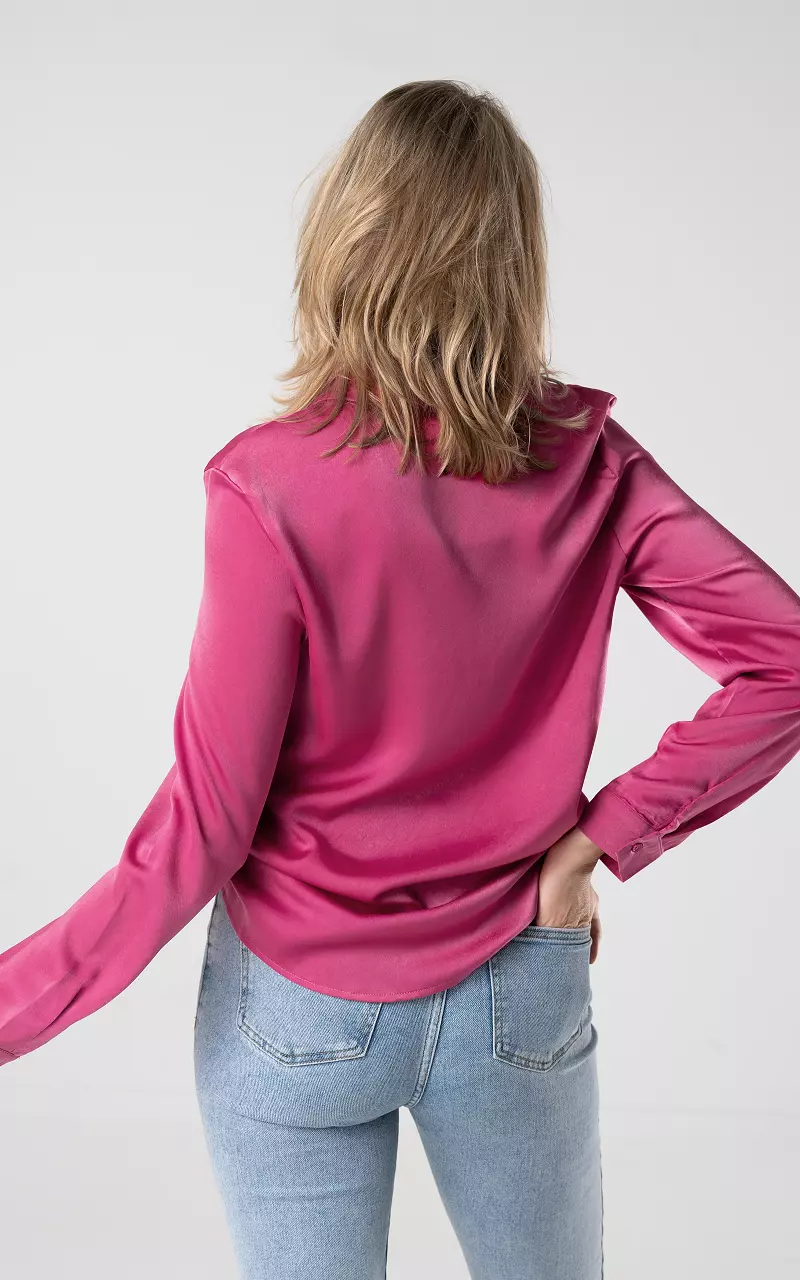 Satin-look blouse met knopen Roze