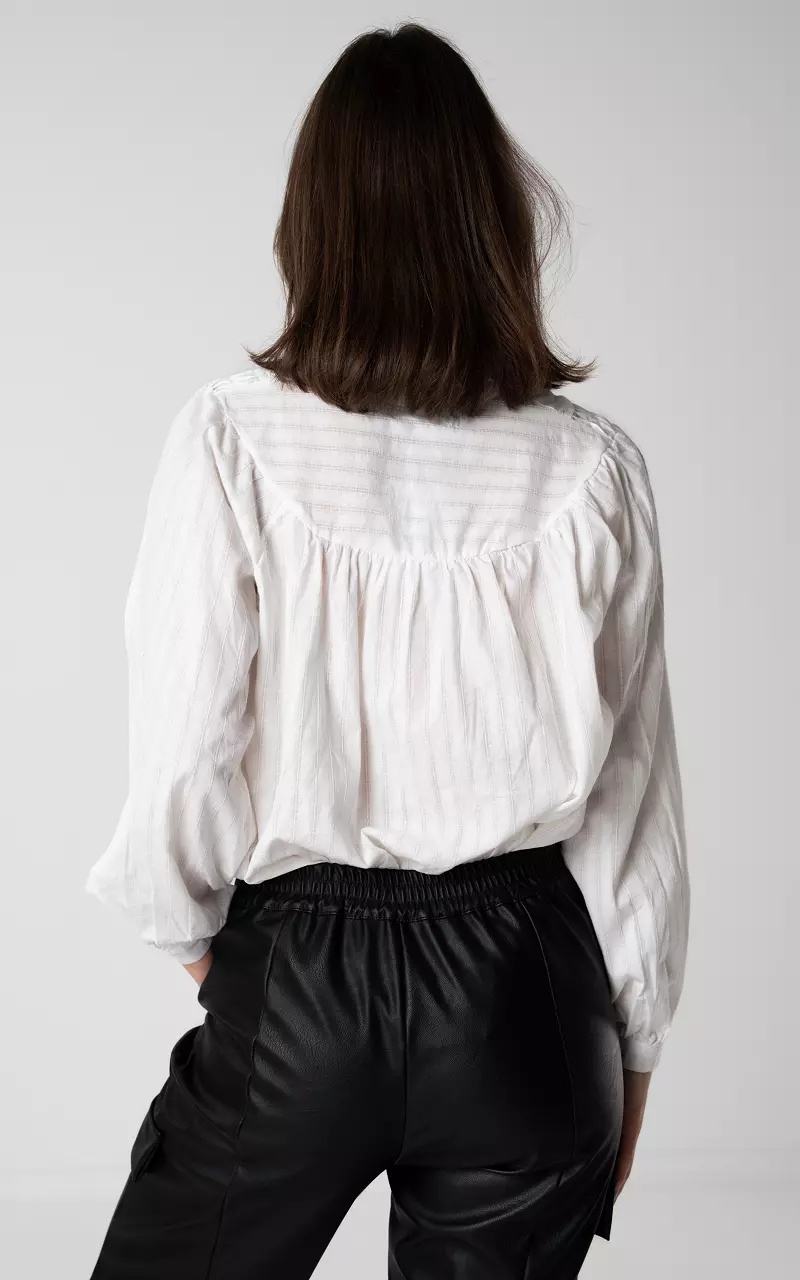 Baumwolle Bluse mit Knopfleiste Weiß