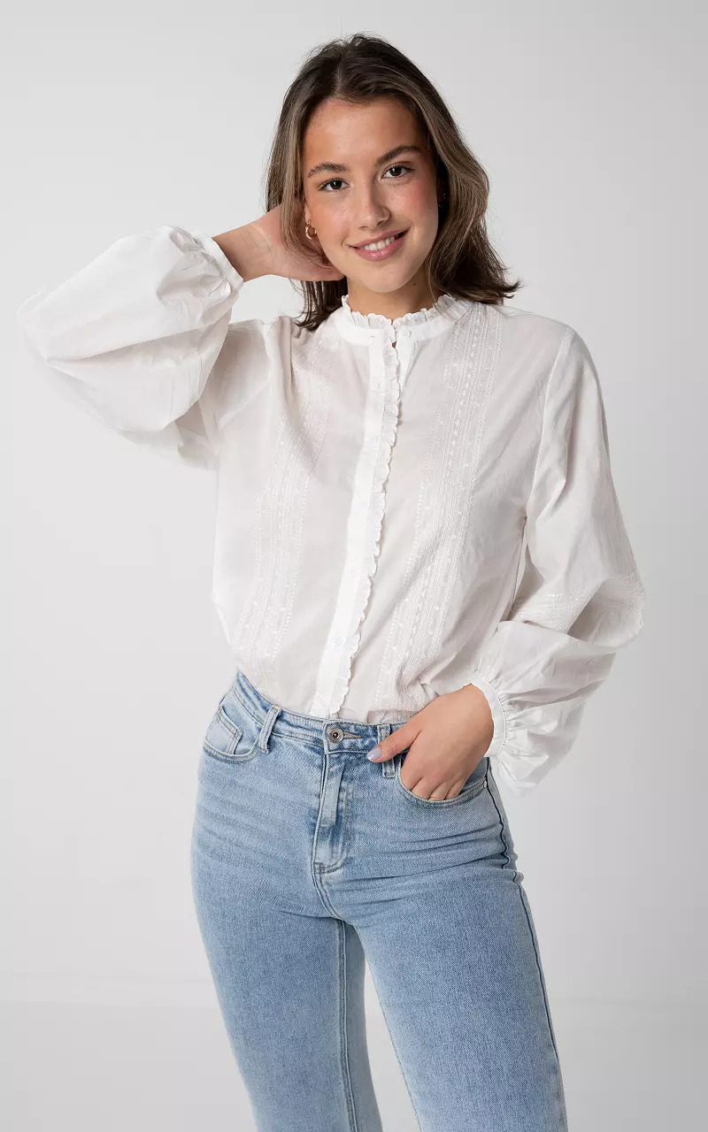 Blouse with ruffle detail White