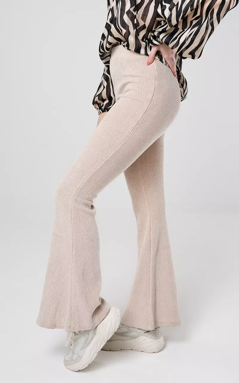 Flared pants with print detail Beige