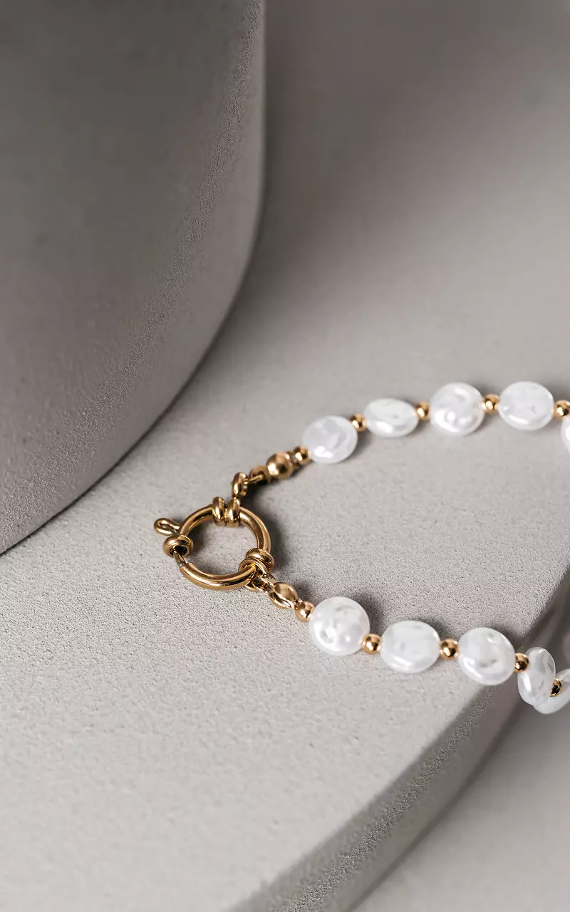 Pearl-look bracelet Gold White