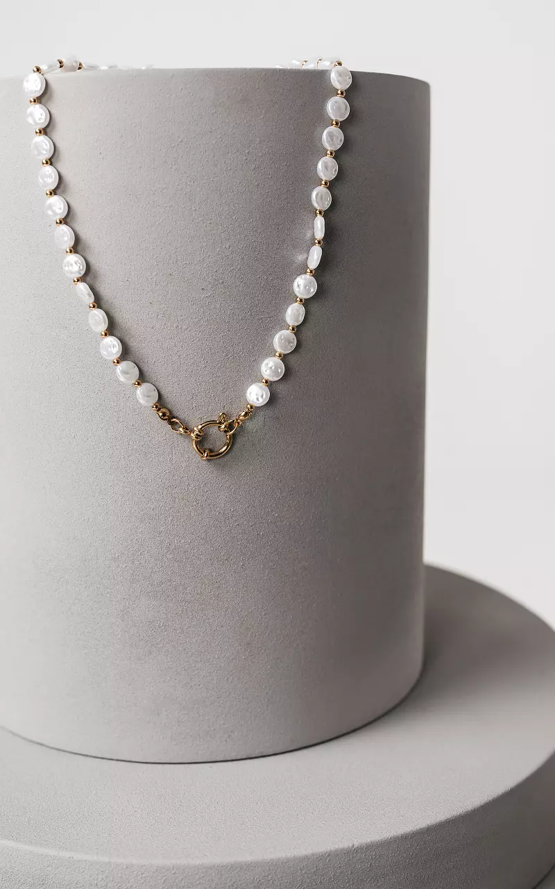 Pearl-look necklace Gold White