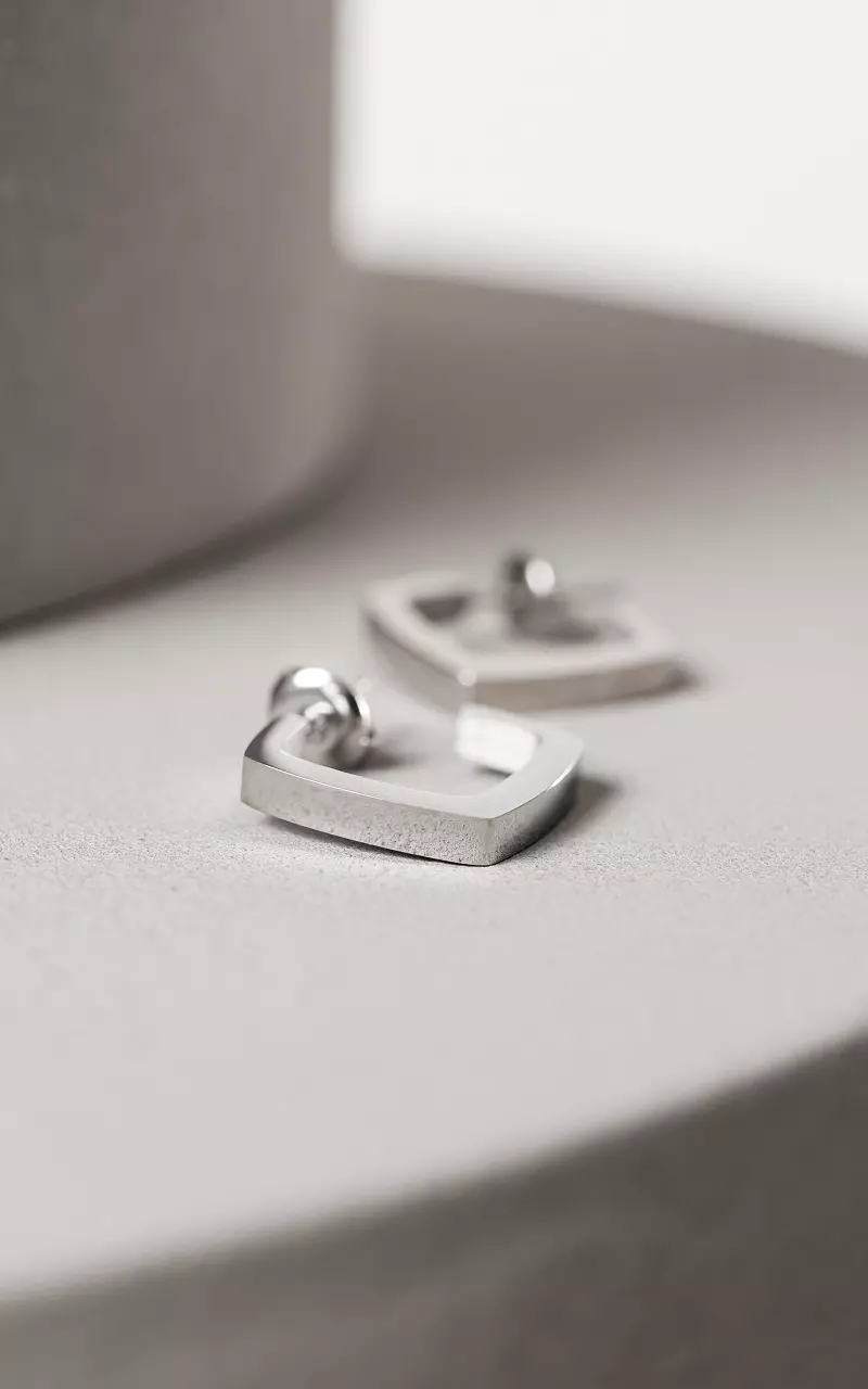 Stainless steel square-shaped earrings Silver