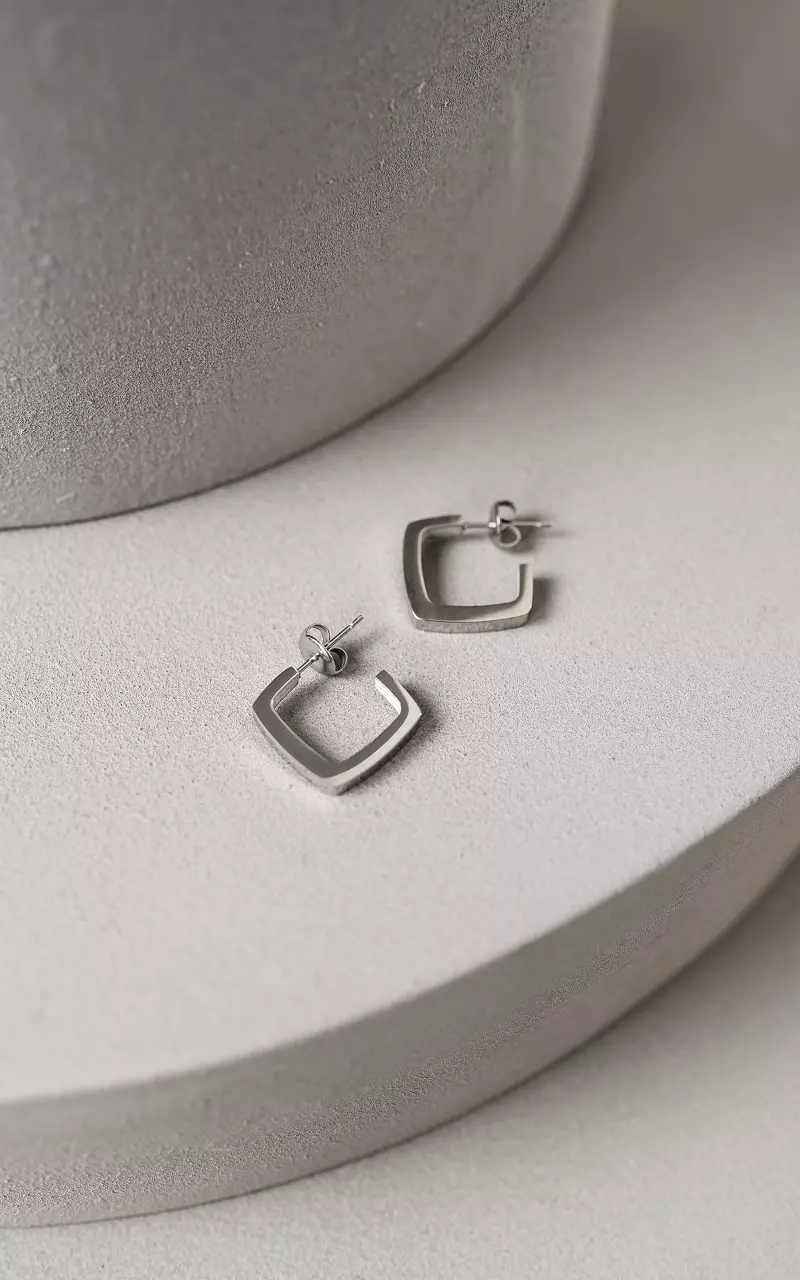 Stainless steel square-shaped earrings Silver
