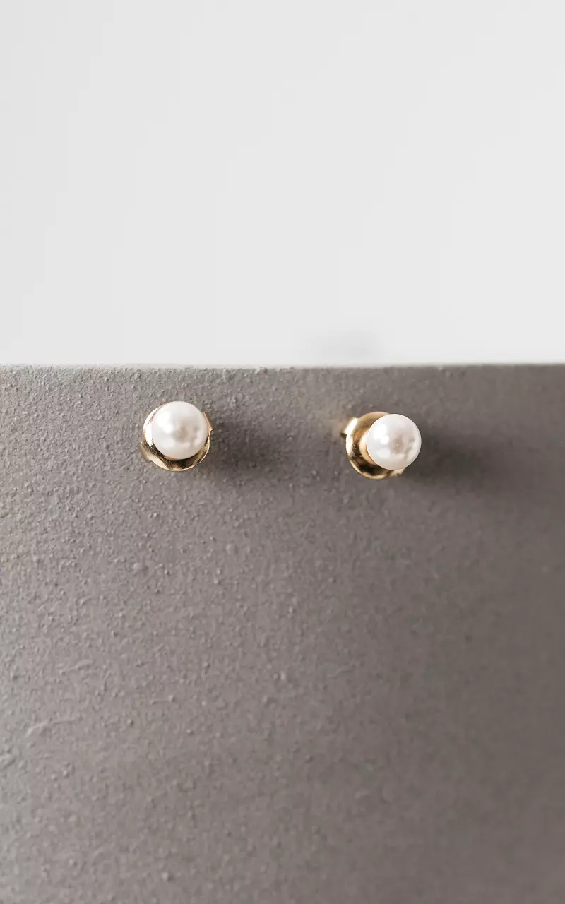 Stainless steel pearl earpins White Gold