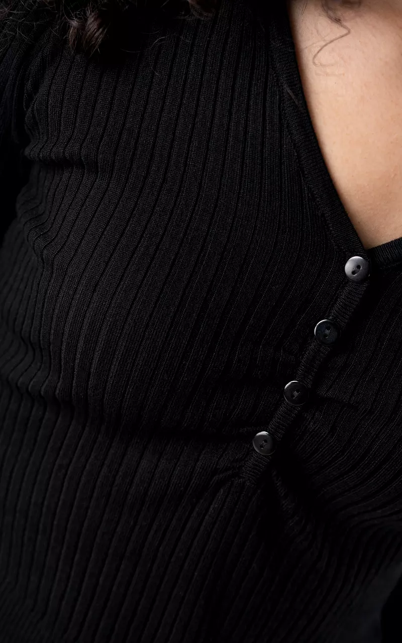 Ribbed top with buttons Black
