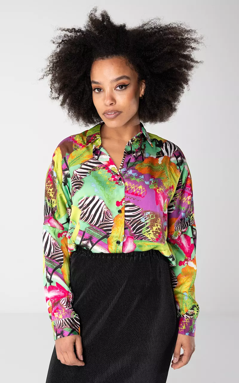 Blouse with buttons and print Multicolor