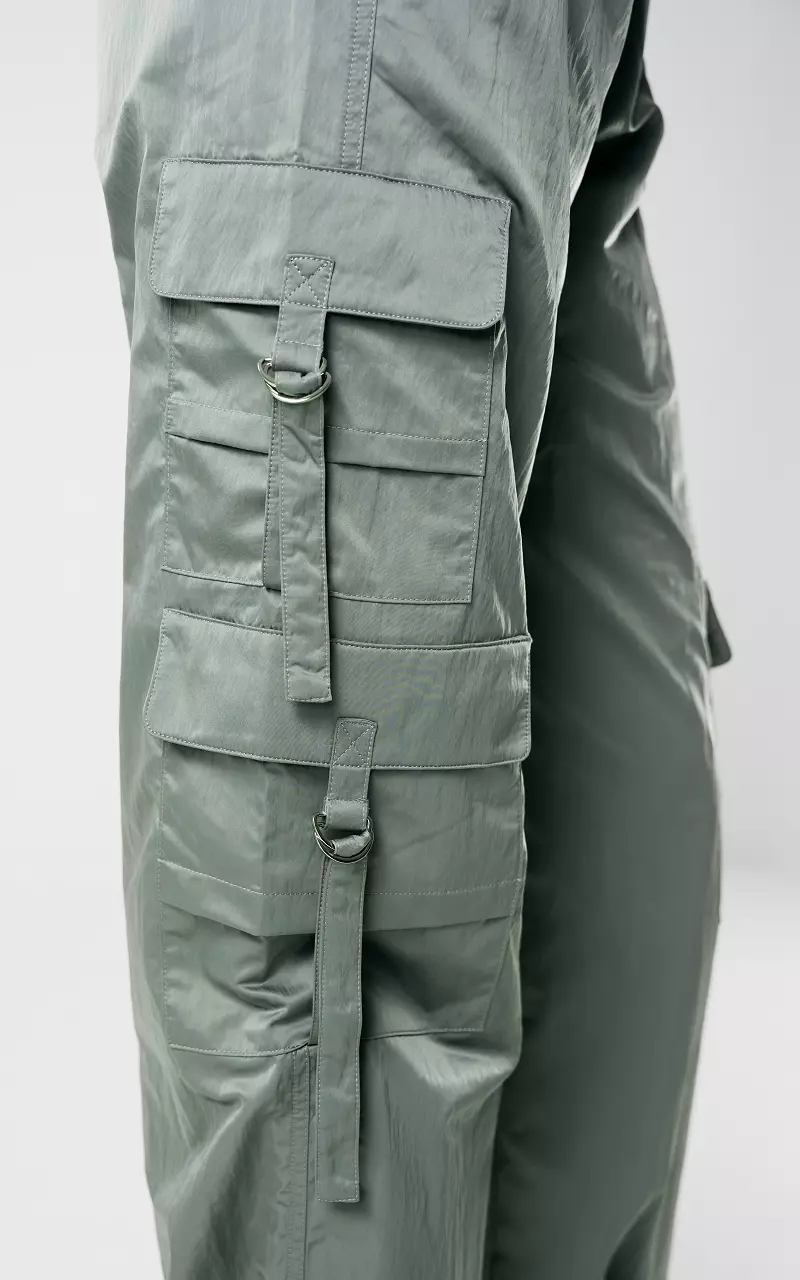 Parachute broek met zilverkleurige details Groen