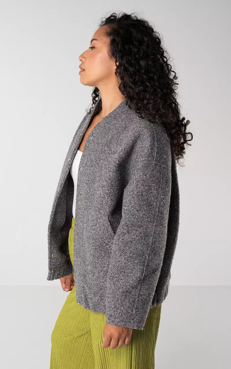 Oversized coat with press buttons Grey