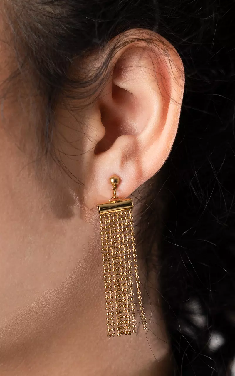 Lange Ohrringe aus Edelstahl Gold