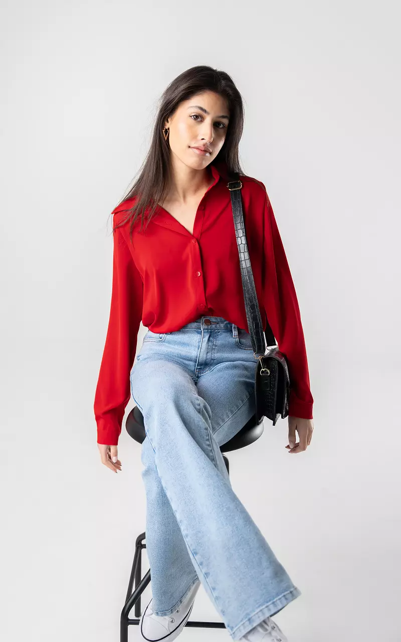 Basic blouse with buttons Red