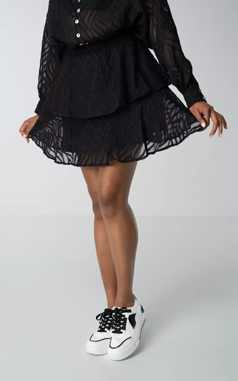 Layered skirt with see-through details Black