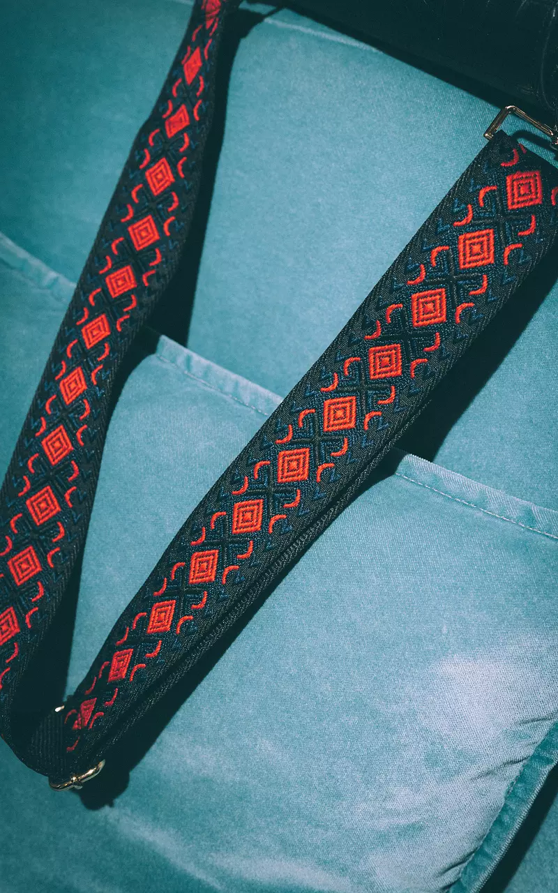 Taschenriemen mit Muster Schwarz Rot
