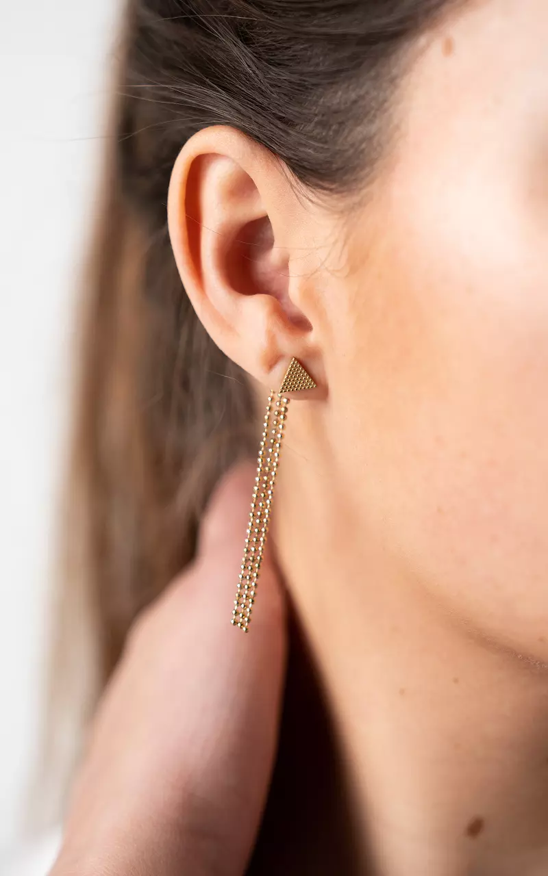 Edelstahl-Ohrringe mit Ketten Gold