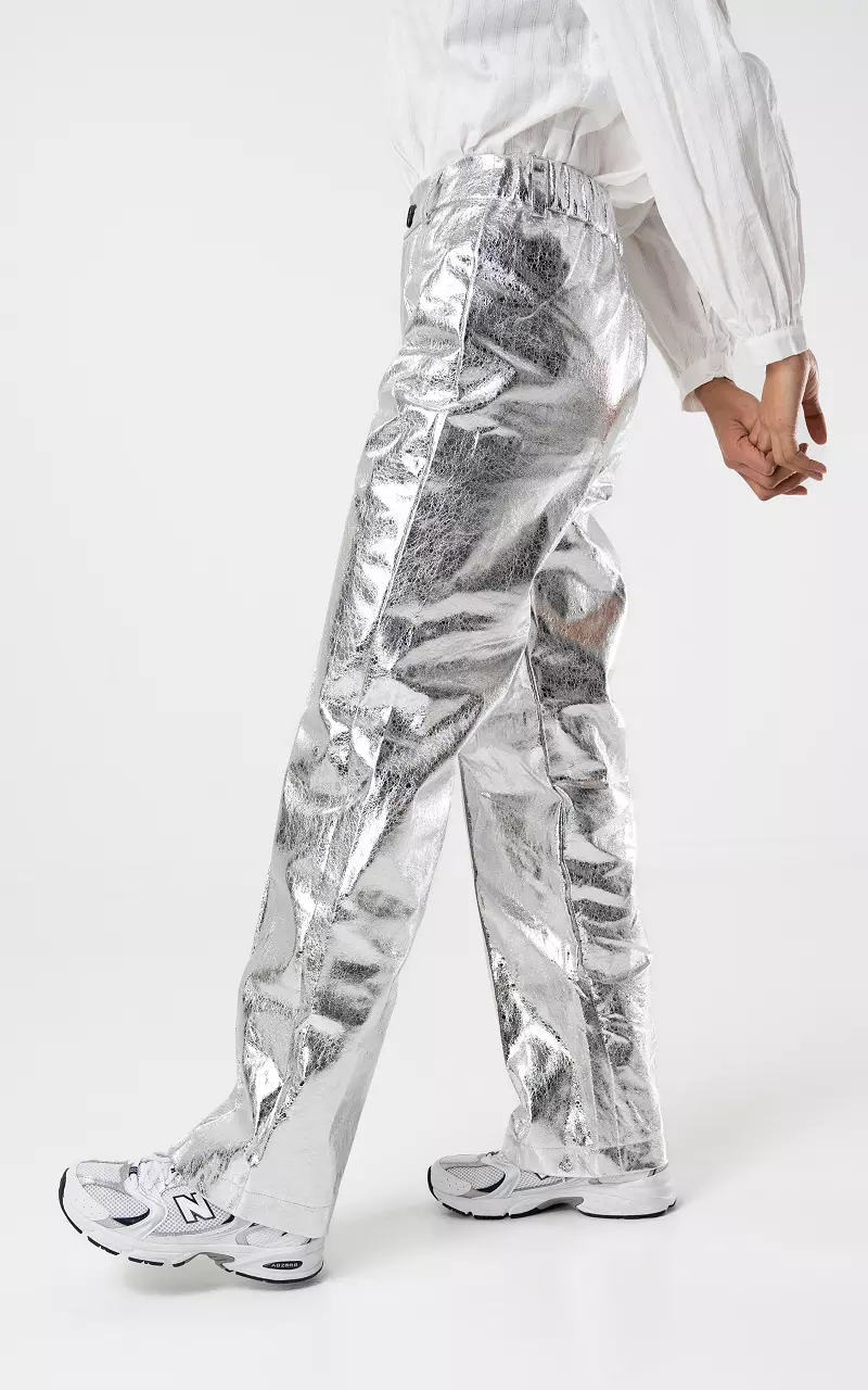 Metallic straight fit pants Silver