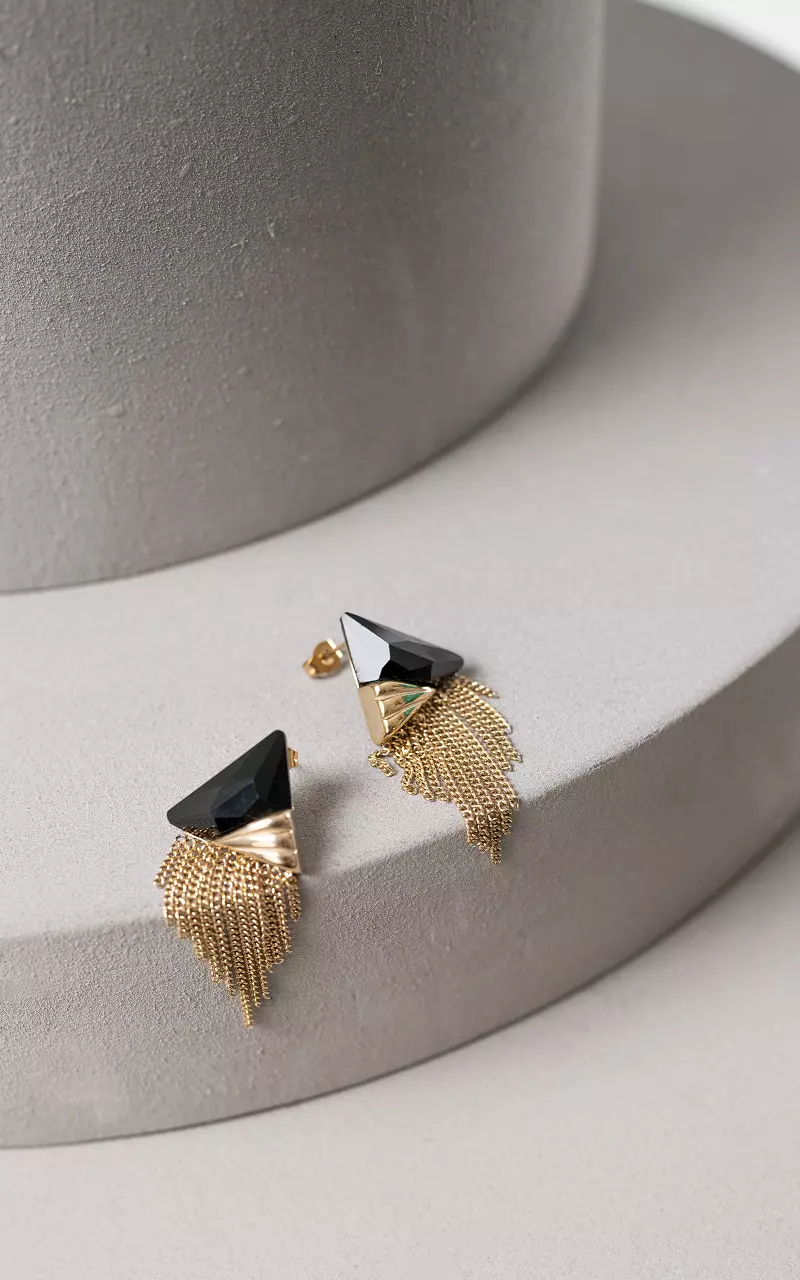 Earrings with triangle shape Gold Black