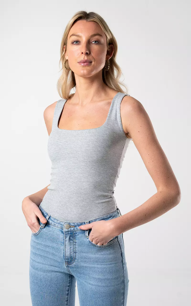 Basic top with round neck Light Grey