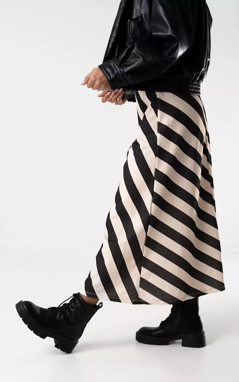 Maxi rok met streeppatroon Zwart Creme