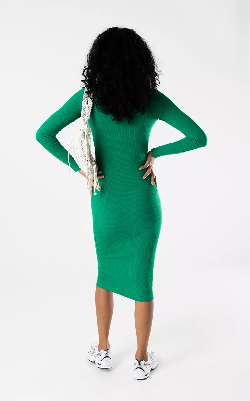 Midi jurk met een ronde hals Groen