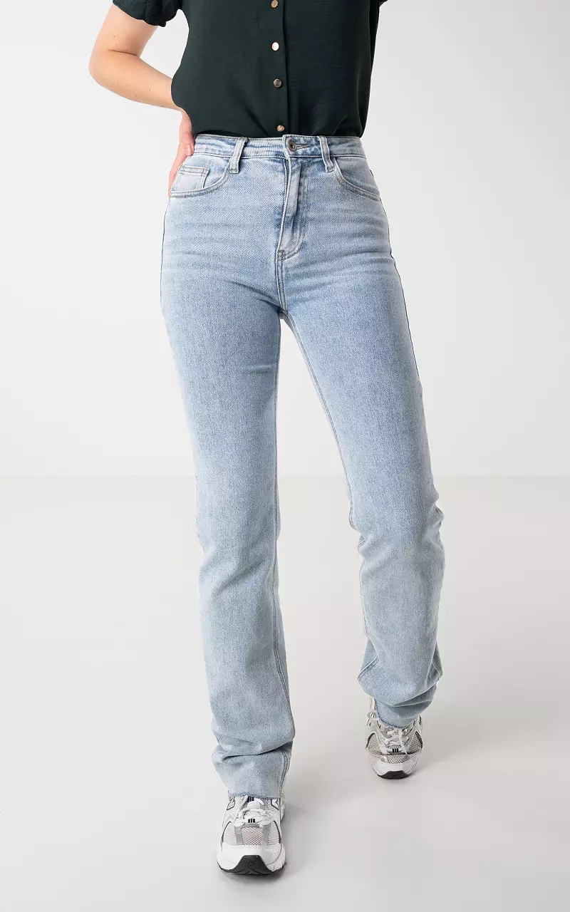 Straight fit high waist jeans Shuttle Lichtblauw