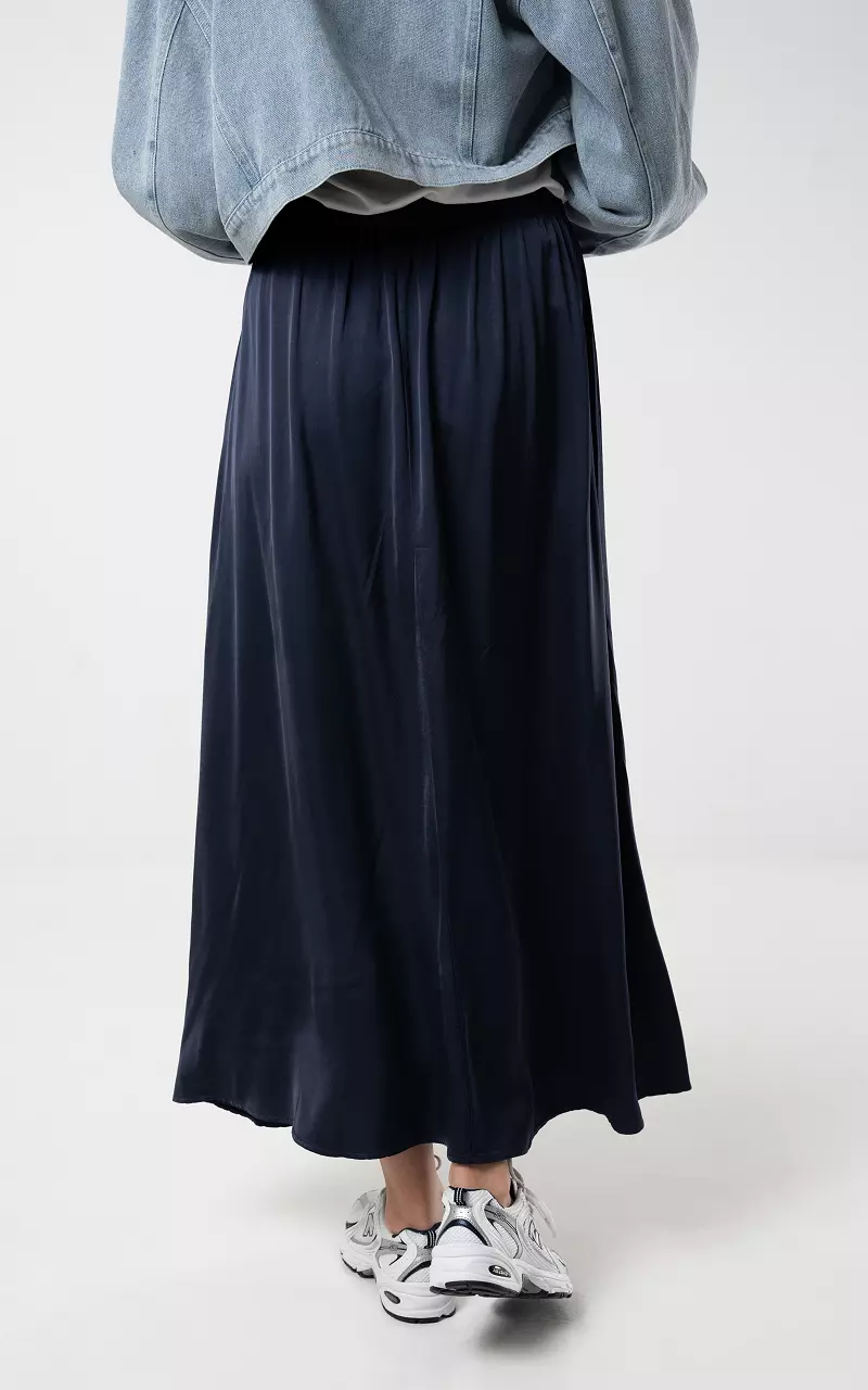 Satin-look maxi skirt Dark Blue