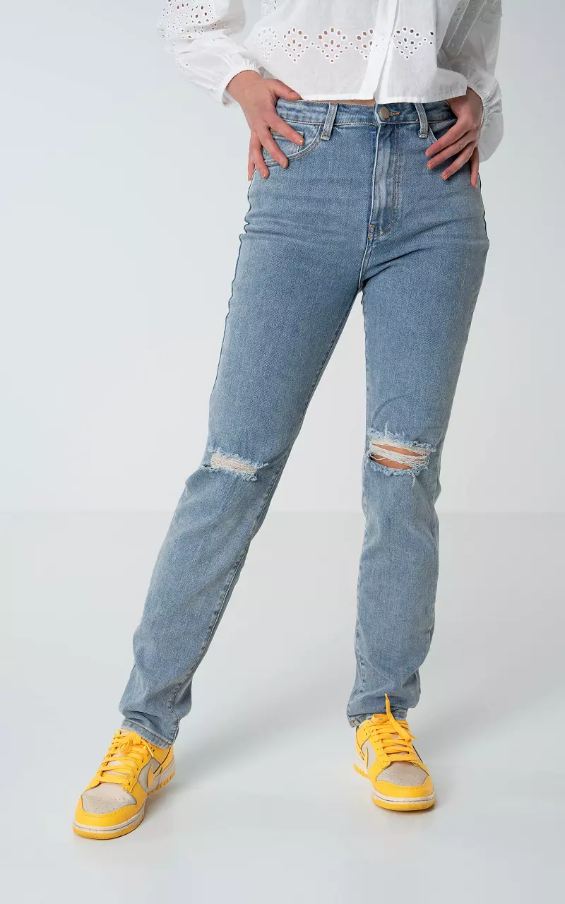 Straight fit destroyed jeans Orbit Lichtblauw