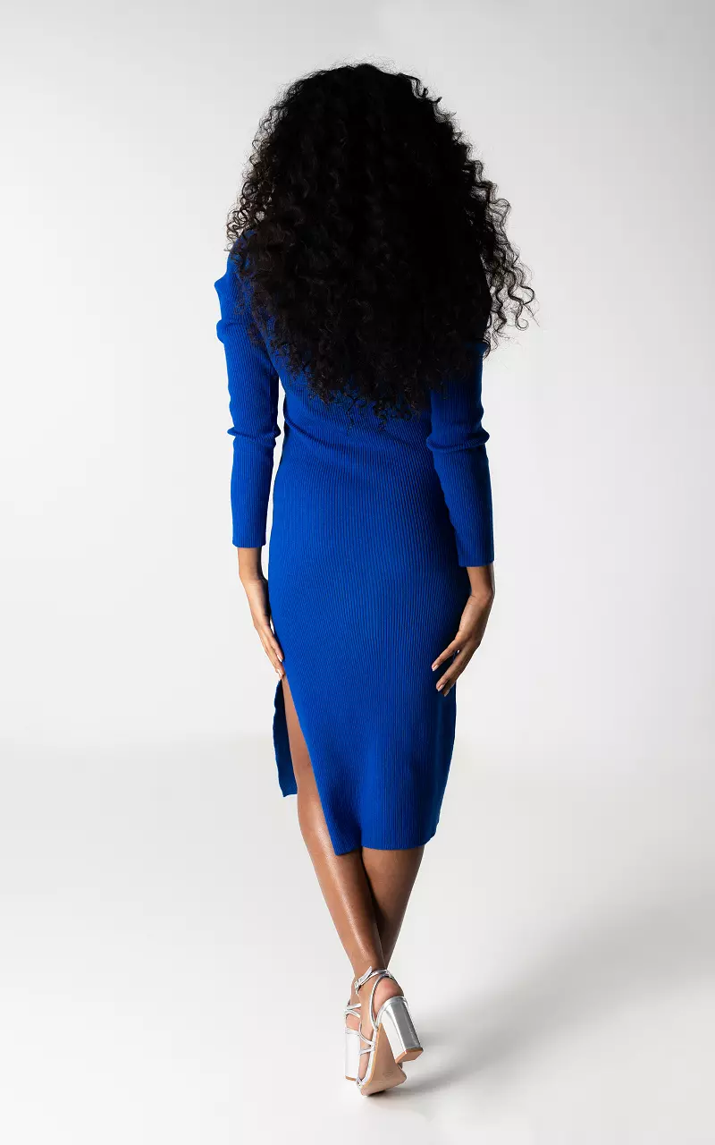 Long dress with squared neckline Cobalt Blue