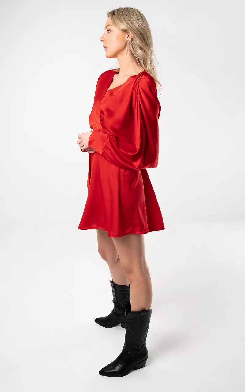 Satin look dress Red