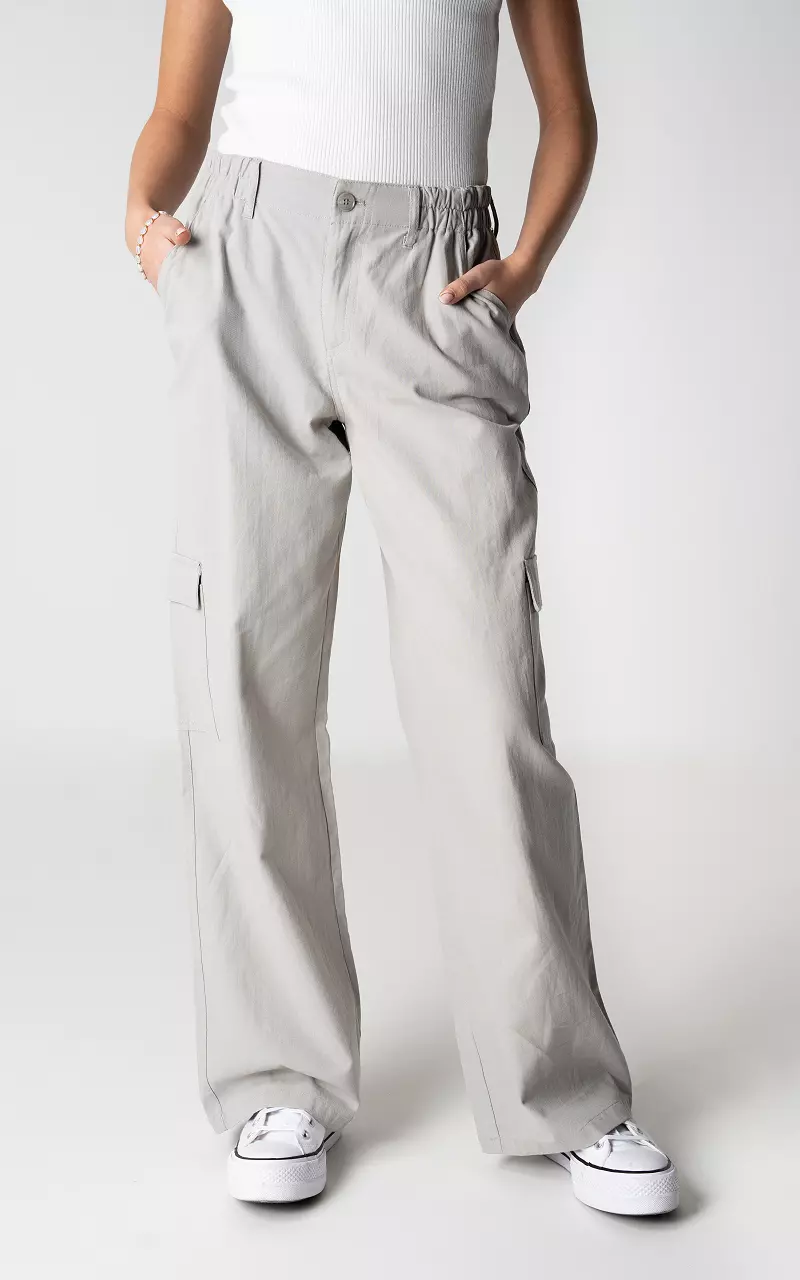 Mid-waist wide fit trousers Light Grey