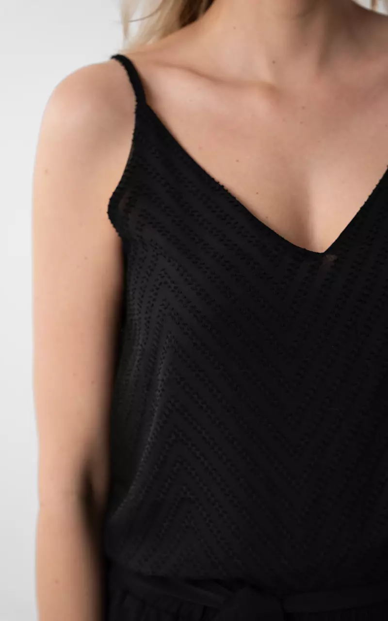 Top with zigzag pattern Black
