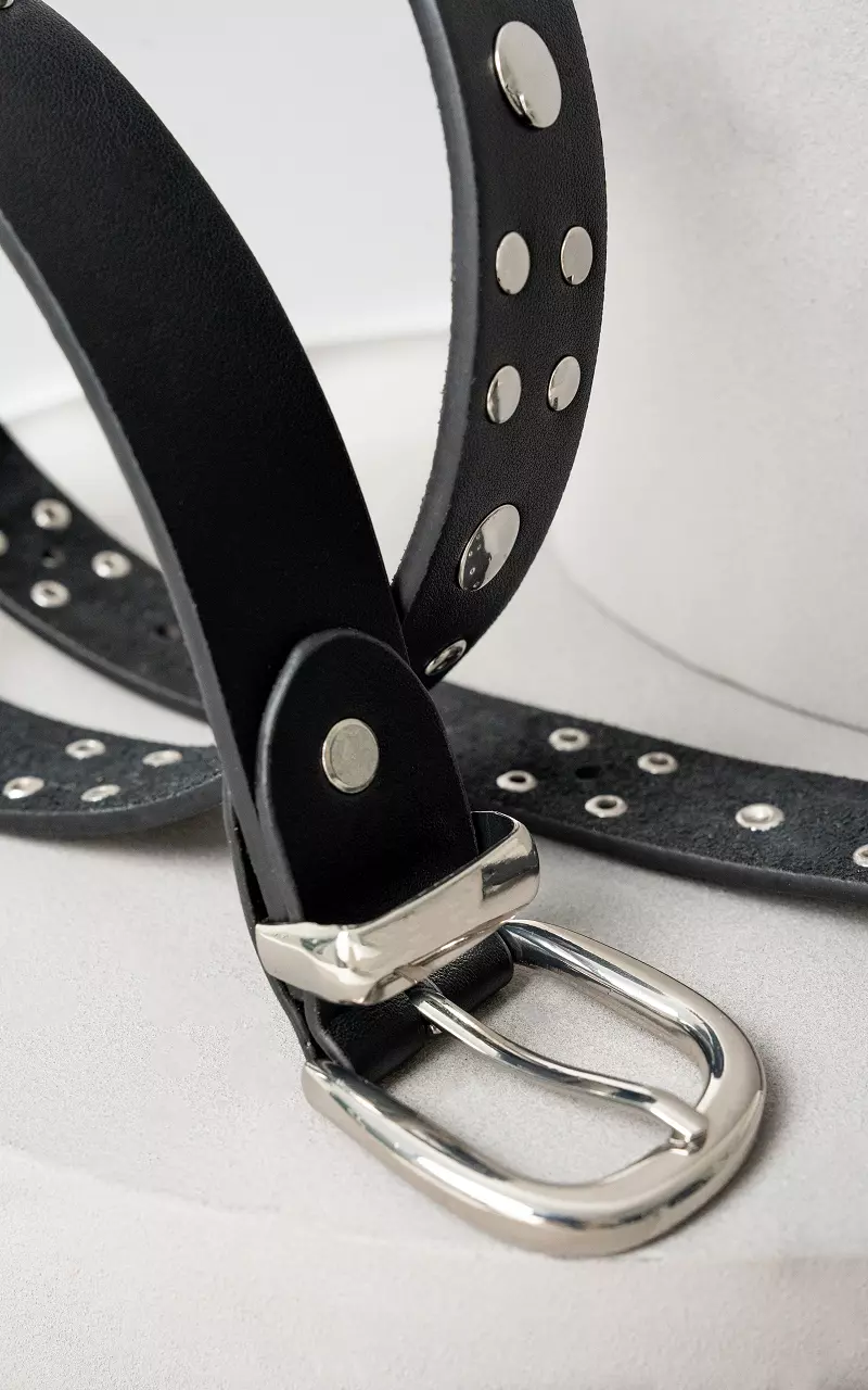 Belt with studs Black Silver
