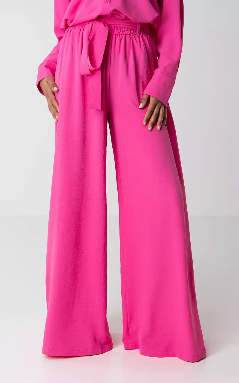 Wide-leg broek met strikdetail Roze