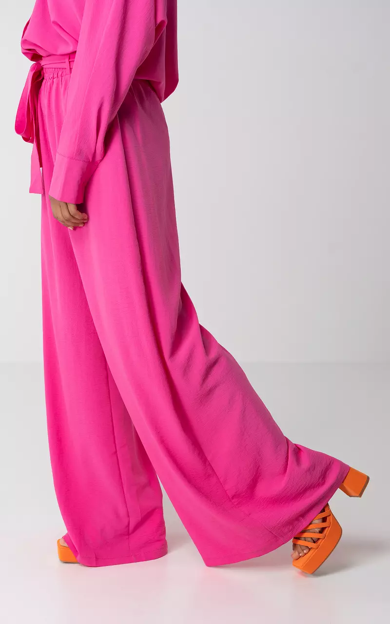 Wide-leg broek met strikdetail Roze
