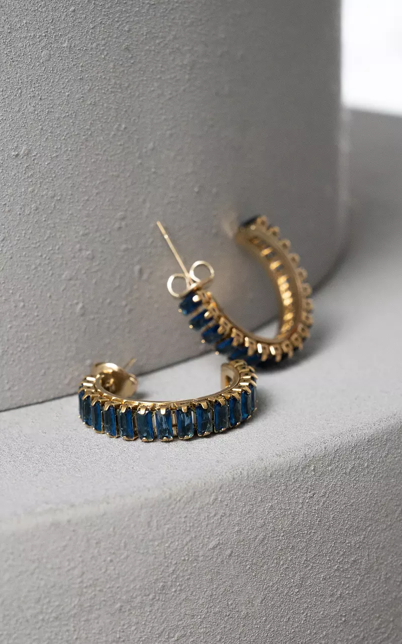 Stainless steel half-creoles Gold Blue