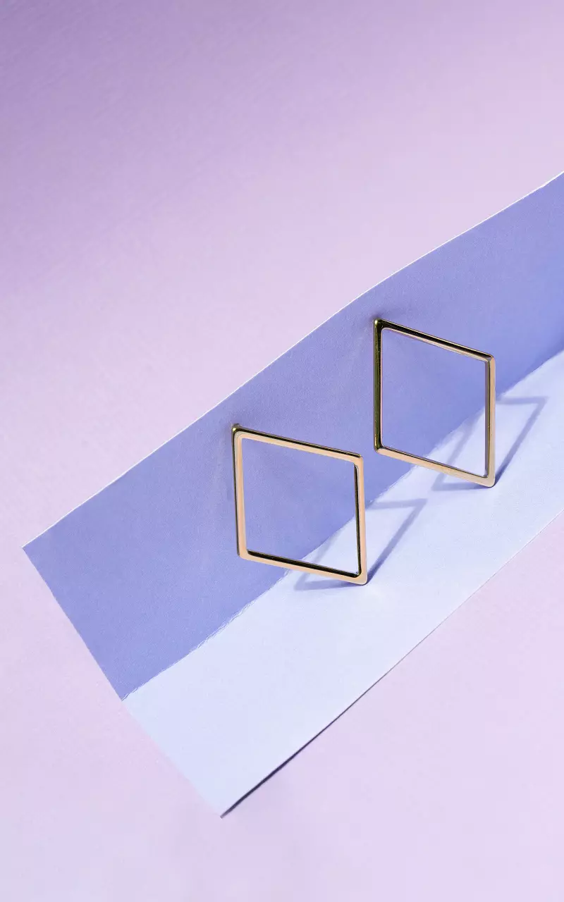 Diamond shaped stainless steel earrings Gold