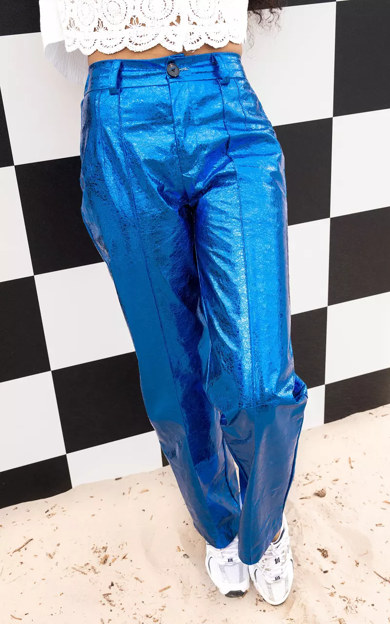 Metallic straight fit pants Cobalt Blue